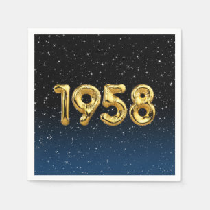 Serviette En Papier Ballons d'anniversaire 1958 dans les étoiles