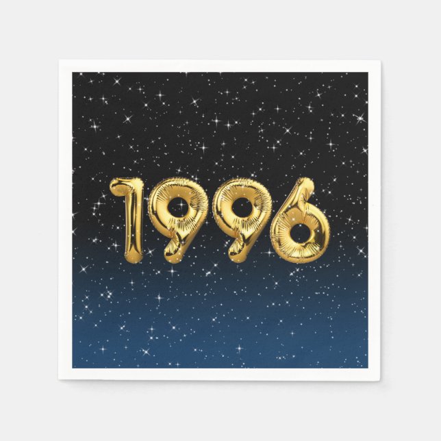 Serviette En Papier Ballons D'Anniversaire 1996 En Étoiles (Devant)