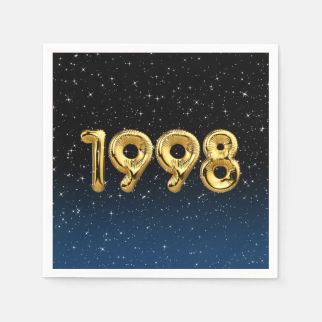 Serviette En Papier Ballons D'Anniversaire 1998 En Étoiles (Devant)