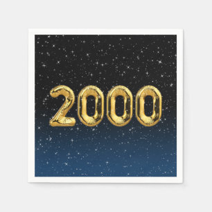 Serviette En Papier Ballons d'anniversaire 2000 sur nappes en étoiles