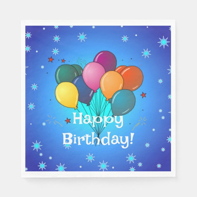 Serviette En Papier Ballons d'anniversaire heureux (Devant)
