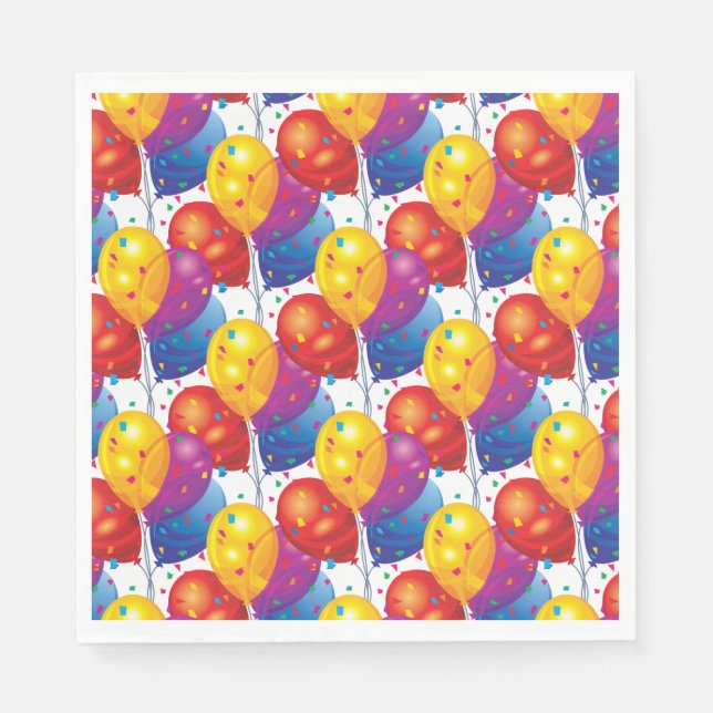Serviette En Papier Ballons d'anniversaire Papier serviettes (Devant)