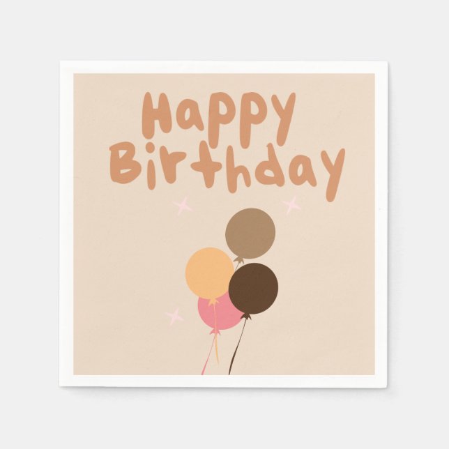 Serviette En Papier Ballons de Bohême Joyeux anniversaire (Devant)