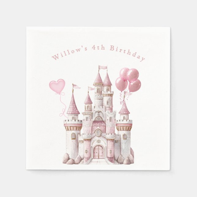 Serviette En Papier Ballons de Château de Princesse (Devant)