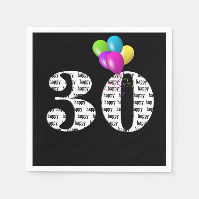 Serviette En Papier Ballons de fête du 30e anniversaire (Devant)
