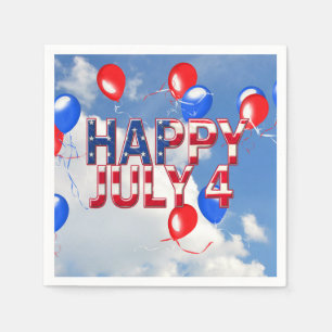 Serviette En Papier Ballons de fête du 4 juillet dans le ciel