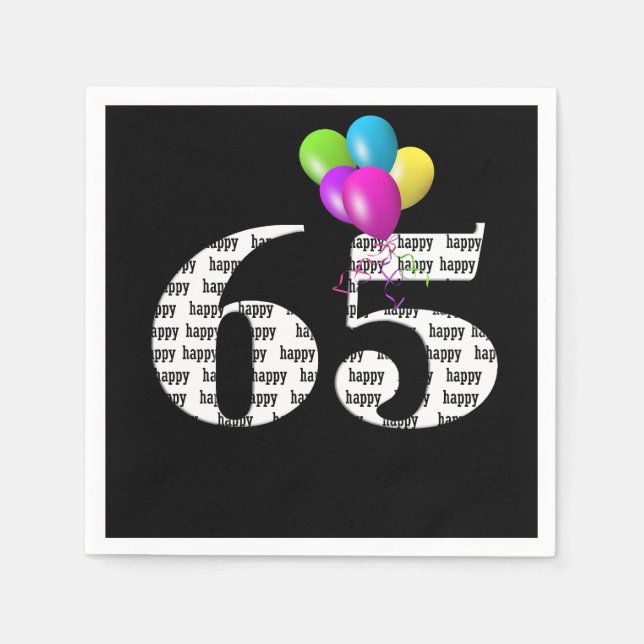 Serviette En Papier Ballons de fête du 65e anniversaire (Devant)