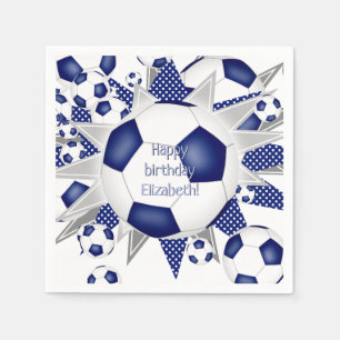Serviette En Papier ballons de football bleu étoiles sport anniversair