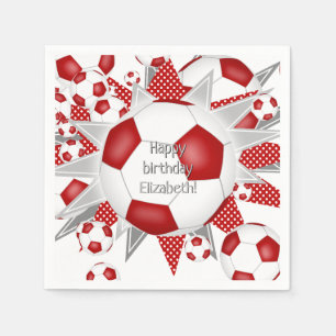 Serviette En Papier Ballons de football rouge étoiles anniversaire ou