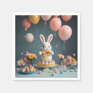 Serviette En Papier ballons de gâteau lapin