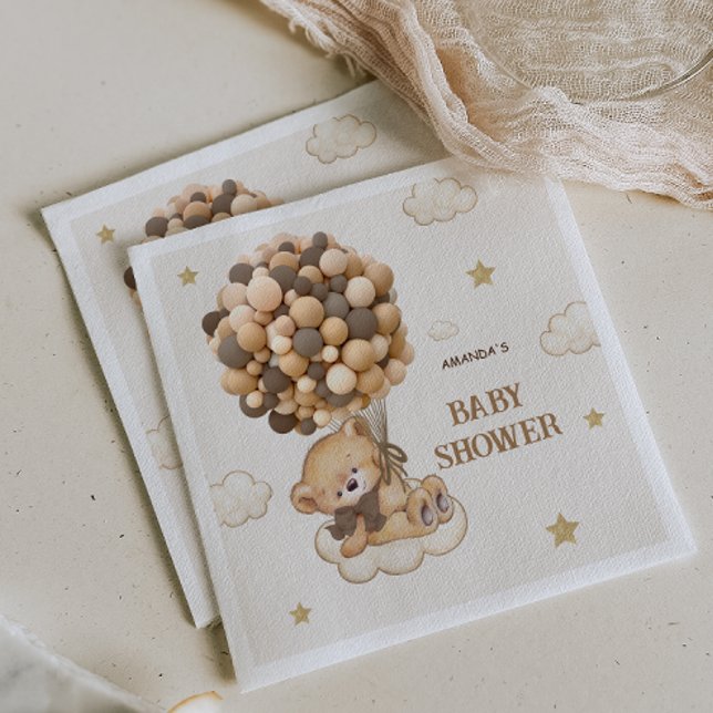 Serviette En Papier Ballons de l'ours en peluche beige brun (Créateur téléchargé)
