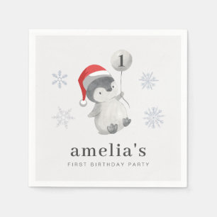 Serviette En Papier Ballons de pingouin 1er anniversaire