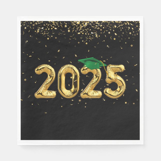 Serviette En Papier Ballons d'or 2025 et Casquette vert (Devant)