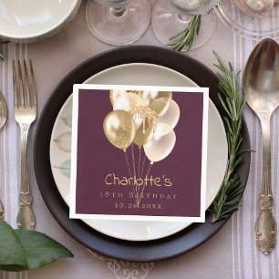 Serviette En Papier Ballons d'or bordeaux