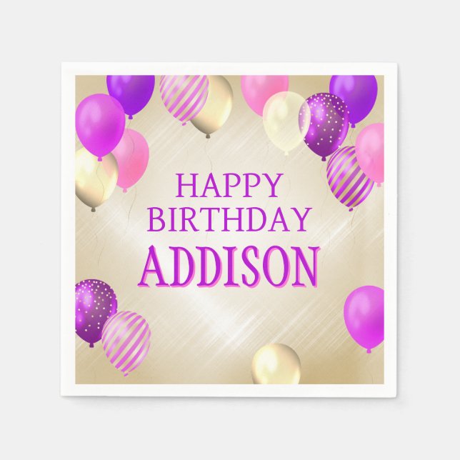 Serviette En Papier Ballons d'or rose (Devant)