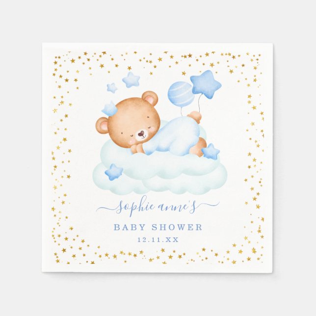 Serviette En Papier Ballons en peluche mignonette Baby shower garçon (Devant)