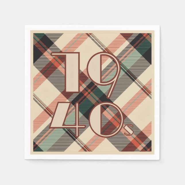 Serviette En Papier Ballons Plaid des années 1940 (Devant)