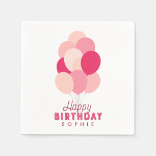 Serviette En Papier Ballons roses Joyeux anniversaire