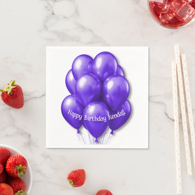 Serviette En Papier Ballons violets Anniversaire de la fête Napkins (En situation)