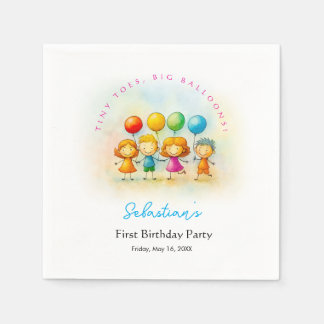 Serviette En Papier Balloon Buddies Bash Boy 1st Birthday Colorful