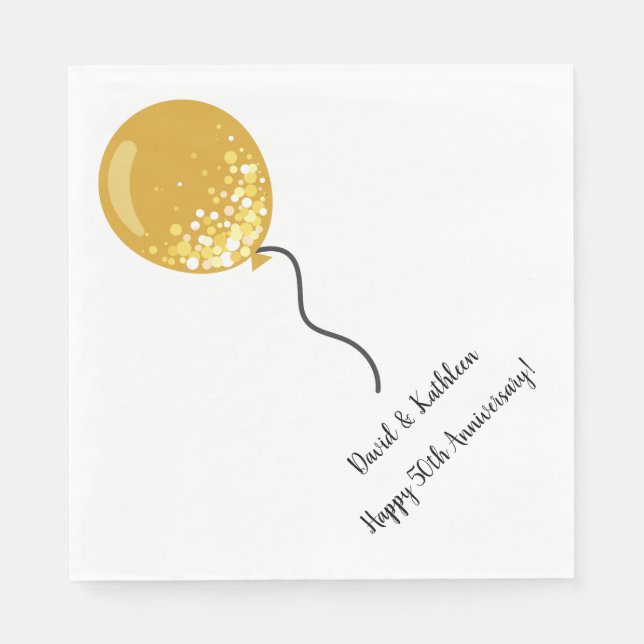 Serviette En Papier Balloon d'or 50e anniversaire de la partie Napkins (Devant)
