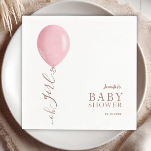 Serviette En Papier Balloon rose minimaliste Oh Baby shower fille