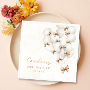 Serviette En Papier Balloons Bow Beige Anniversaire serviettes