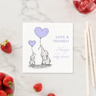 Serviette En Papier Balloons de coeur violet Baby shower d'éléphant fi