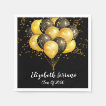 Balloons Noirs d'Or Moderne Confetti Grad Party