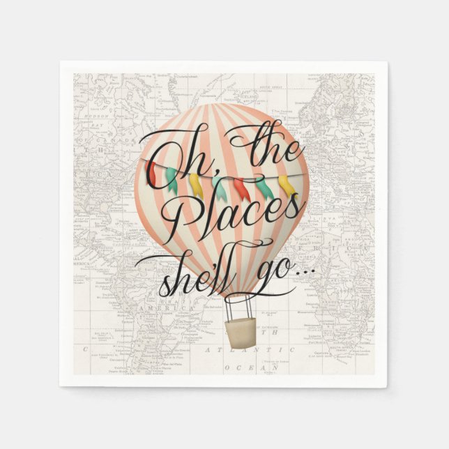 Serviette En Papier Ballotte à air chaud Baby shower rose Napkin (Devant)