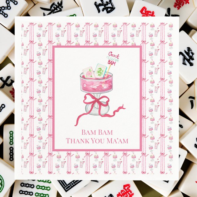 Serviette En Papier Bam Bam Merci Ma'am Mahjong Boire Carreaux Drôle (Créateur téléchargé)