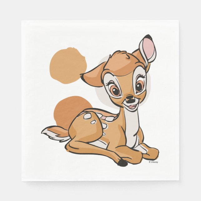 Serviette En Papier Bambi Assis Avec Un Sourire (Devant)