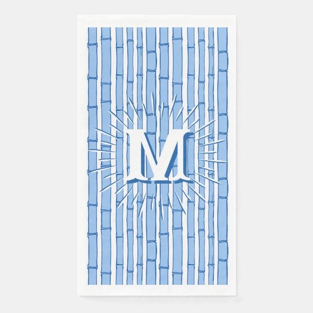Serviette En Papier Bambooey Bamboo Stripe in Blue Personalized (Devant)