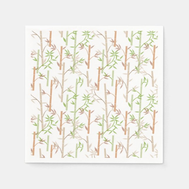 Serviette En Papier Bambou Foliage Oriental Feuilles de verdure (Devant)
