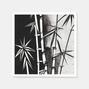 Serviette En Papier Bambou moderne noir et blanc spectaculaire