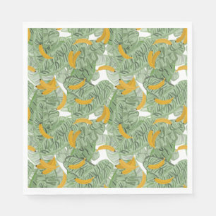 Serviette En Papier Banane tropicale moderne Motif vert