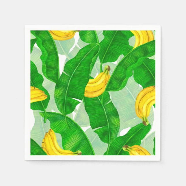 Serviette En Papier Bananes et aquarelle feuille (Devant)