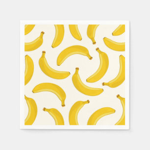 Serviette En Papier Bananes Tropical Fruit Print, jaune et blanc