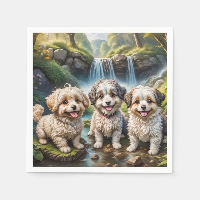 Serviette En Papier Bande de chiens marrants (Devant)