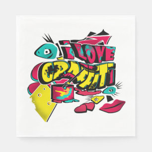 Serviette En Papier bande dessinée Abstraite style graffiti grunge urb