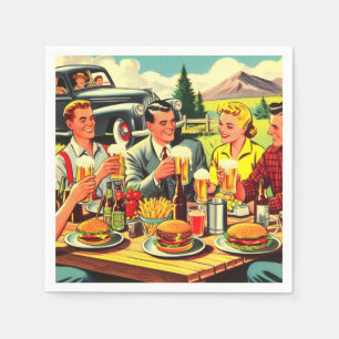 Serviette En Papier Bande dessinée Picnic Retro