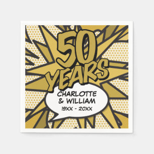 Serviette En Papier Bande dessinée Pop Art 50e anniversaire Mariage d'