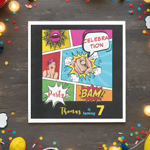 Serviette En Papier Bande dessinée pop art anniversaire