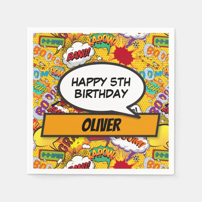 Serviette En Papier Bande dessinée Superhero fête d'anniversaire perso (Devant)