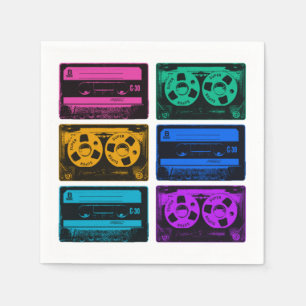 Serviette En Papier Bandes Cassette Colorées Rétro