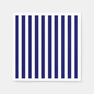 Serviette En Papier Bandes de bonbons bleu et blanc marine