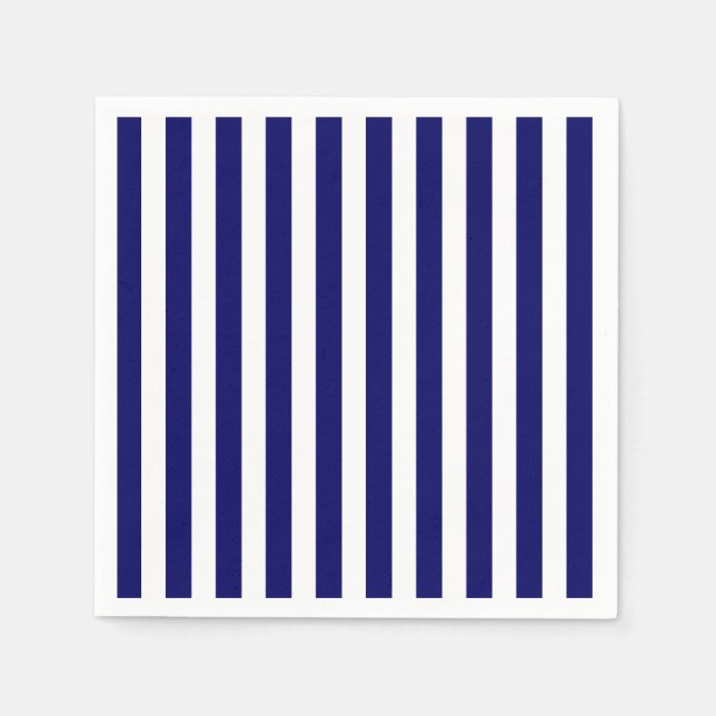 Serviette En Papier Bandes de bonbons bleu et blanc marine (Devant)