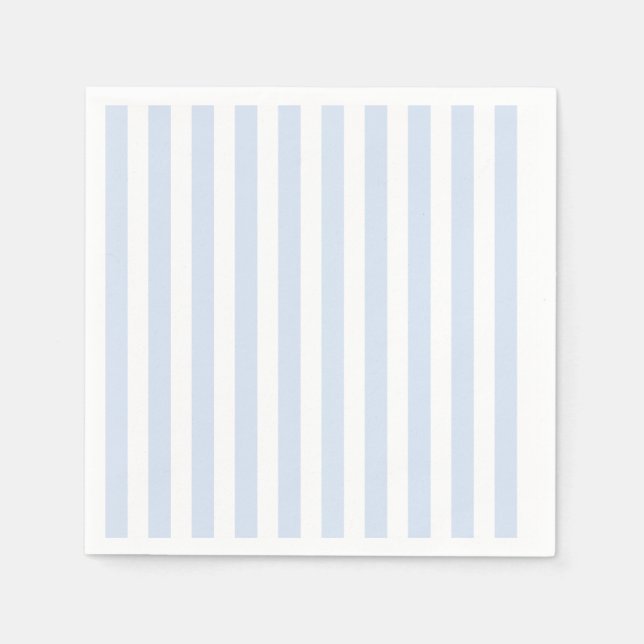 Serviette En Papier Bandes de bonbons bleu pâle et blanc (Devant)