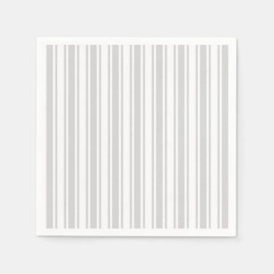 Serviette En Papier Bandes de bonbons gris clair et blanc