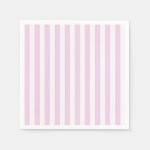 Serviette En Papier Bandes de bonbons rose pâle et blanc